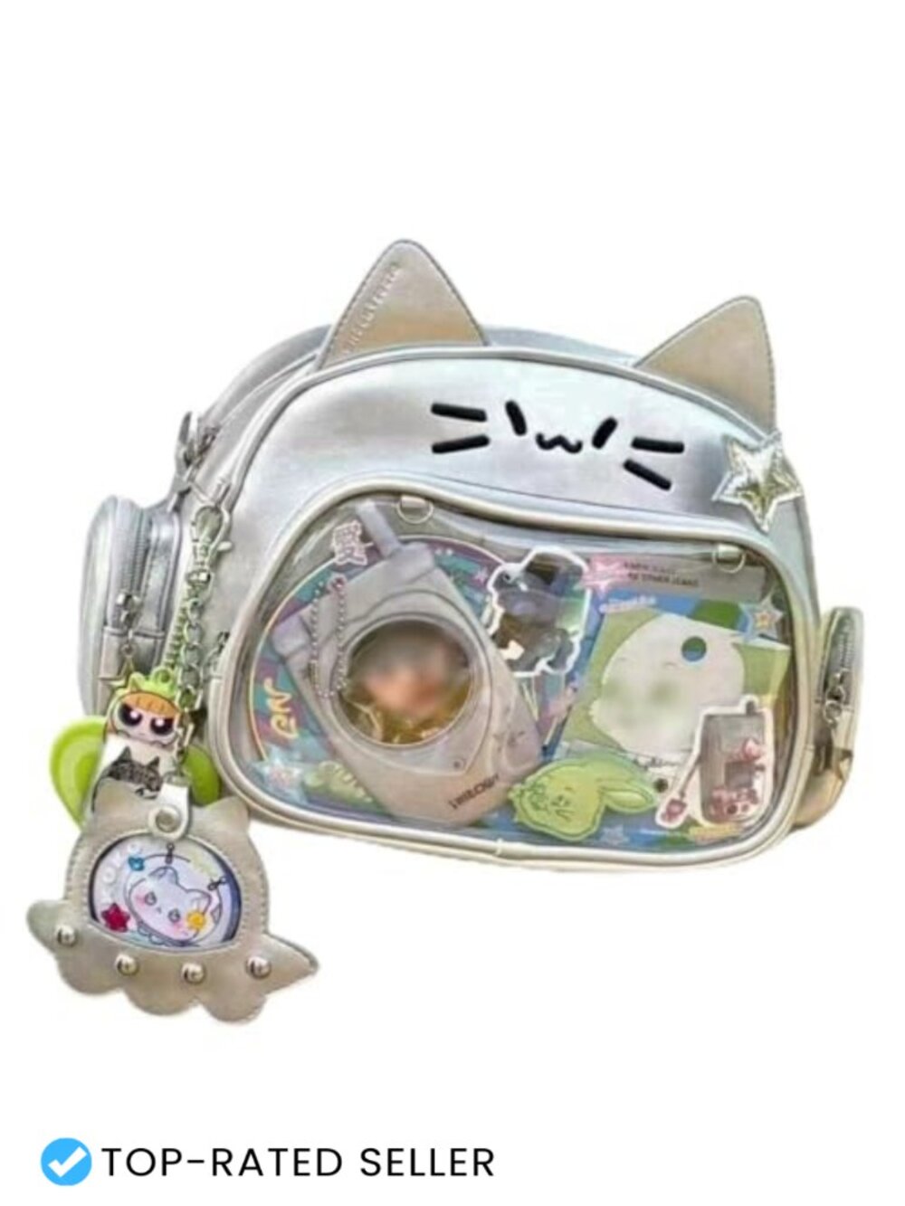 Ita Bag Backpack for Girls PU Leather Clear Pin Display Bookbag Kawaii Y2K